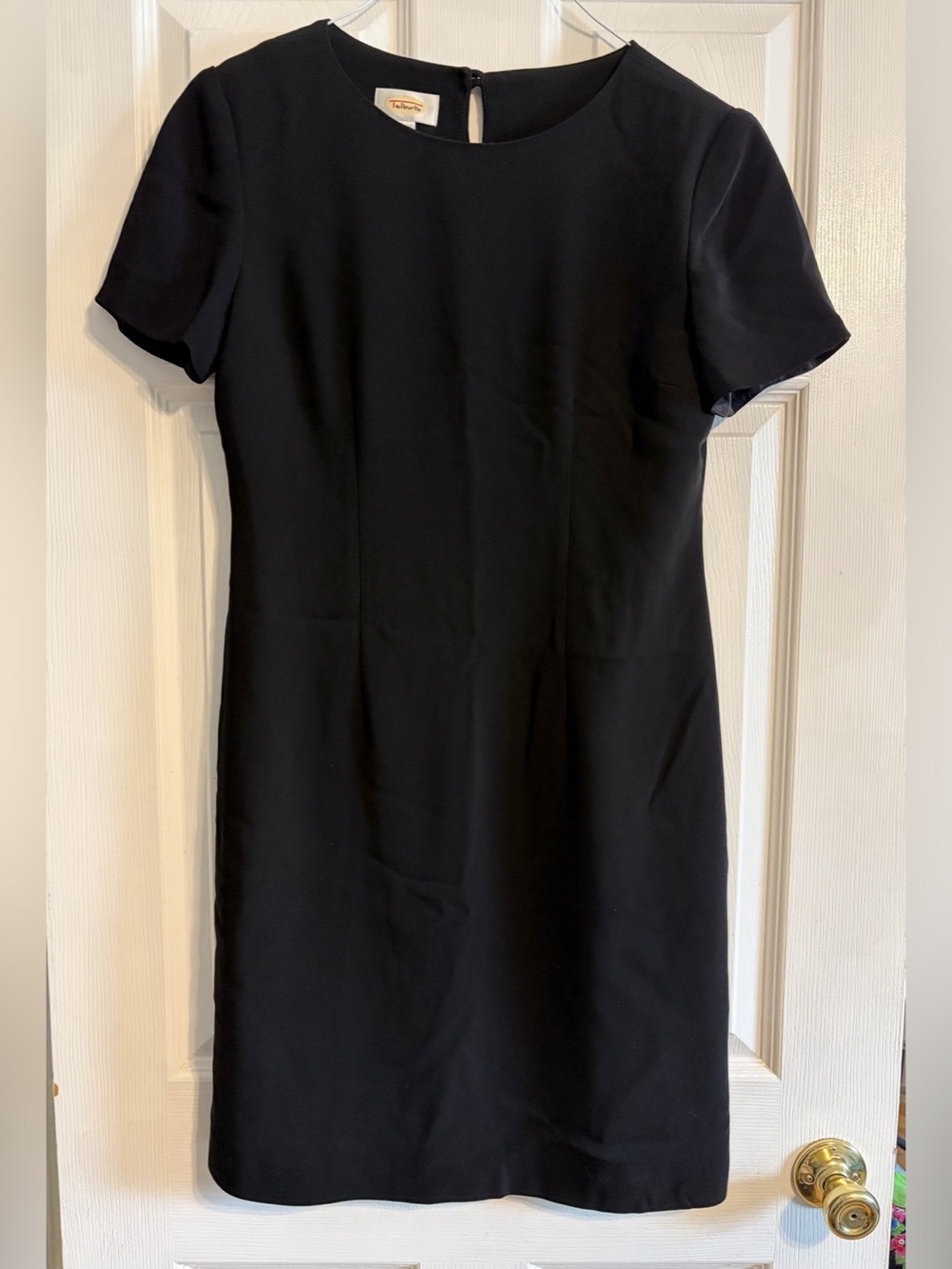 Vintage 90s Talbots Black Sheath Dress Size 6 Made USA Short Sleeve LBD
